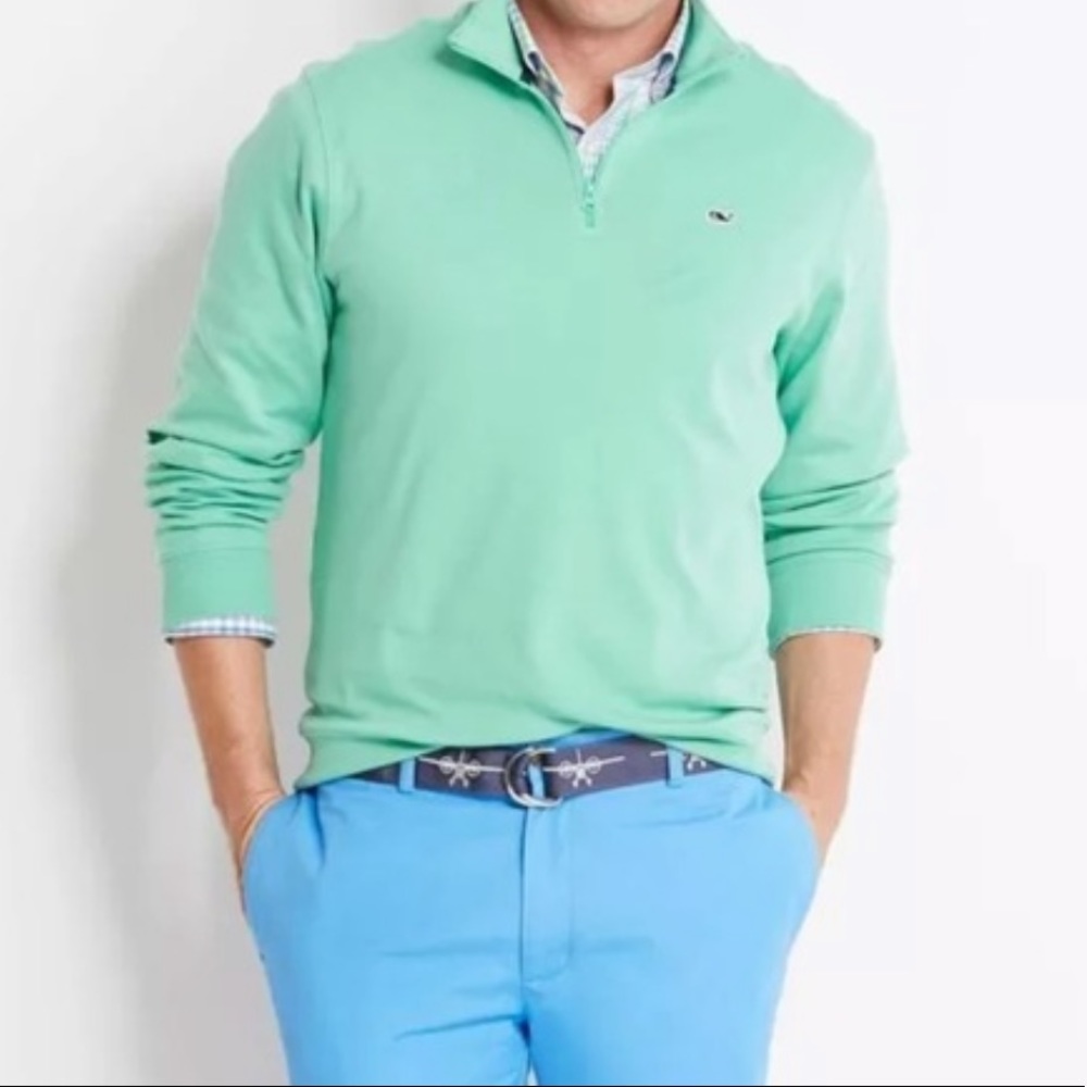 Vineyard vines  jersey 1/4 zip solid green